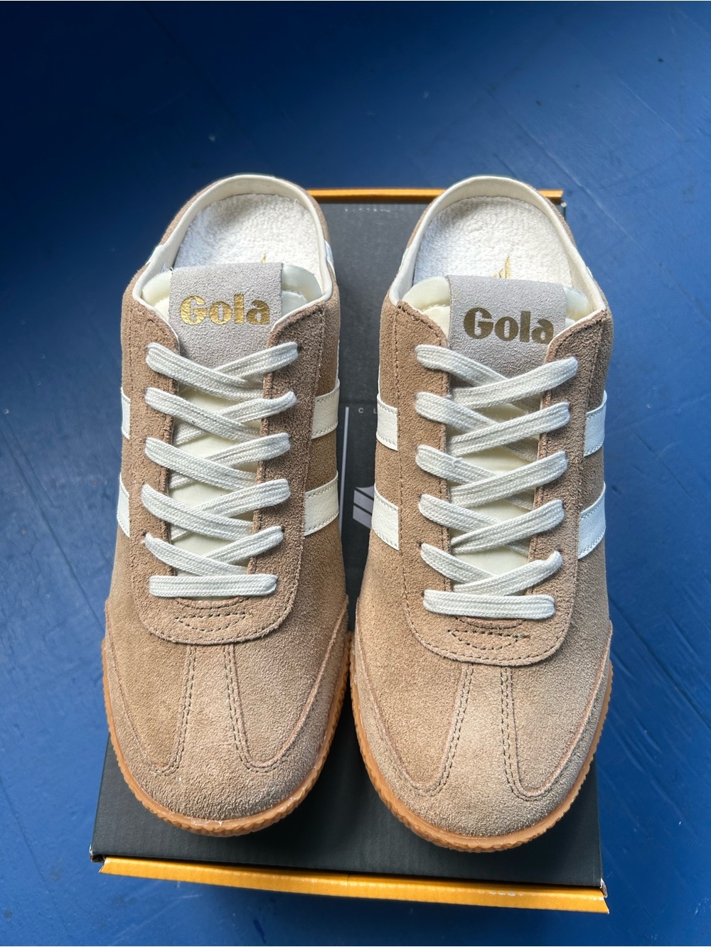 Gola Women’s Elan Mule Trainer Sneakers in Taupe with White Stripes - New